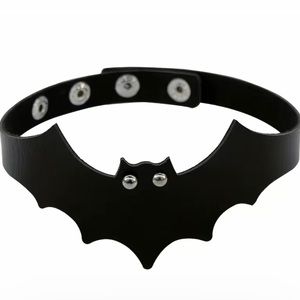 Black Punk Style Halloween Bat Little Devil Collar Faux Leather Choker‎ Necklace